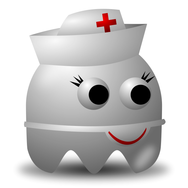 an illustration in the style of a video game ghost, like the enemies of pac man, dressed as a nurse and she is white.