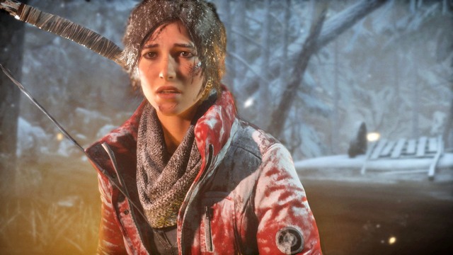 Lara is covered in snow in Rise of the  Tomb Raider