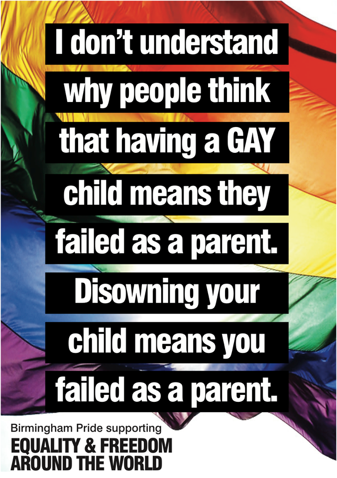 a rainbow background with white letters that says, I don't know why people think that having a gay child means they  failed as a parent. Disowning  your child means you failed as a parent.